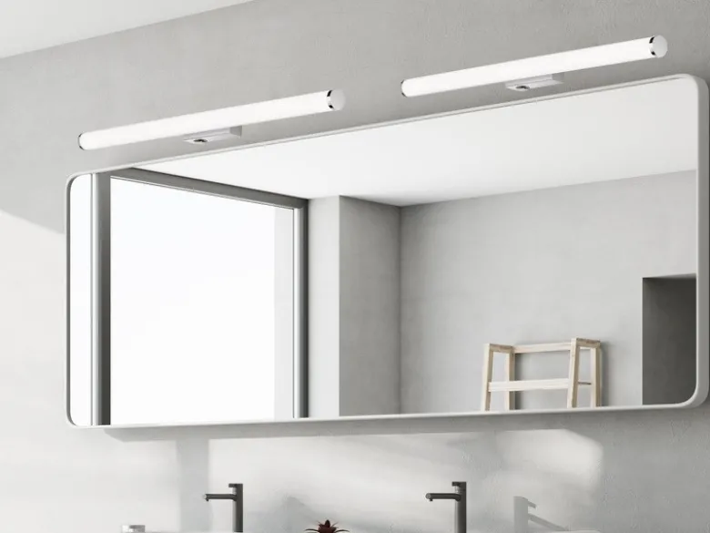 LED Bad Wandleuchten 2er Set mit Schalter Chrom - Spiegelleuchten, Breite 80cm