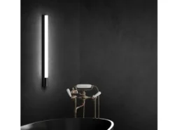 LED Bad Wandleuchte PIERA mit Steckdose Schwarz - Spiegelleuchte, Breite 119cm