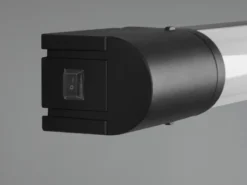 LED Bad Wandleuchte PIERA mit Steckdose Schwarz - Spiegelleuchte, Breite 119cm