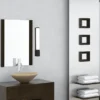 LED Bad Wandleuchte PIERA mit Steckdose Schwarz - Spiegelleuchte, Breite 41,5cm