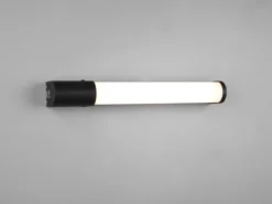 LED Bad Wandleuchte PIERA mit Steckdose Schwarz - Spiegelleuchte, Breite 41,5cm
