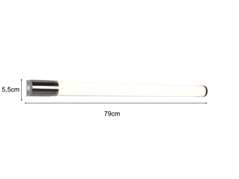 LED Bad Wandleuchte PIERA mit Steckdose Chrom - Spiegelleuchte, Breite 79cm