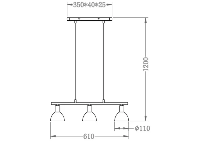 LED Balken Pendelleuchte 3 flammig Lampenschirme Glas Weiß, Breite 61cm