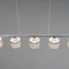 LED Balkenpendelleuchte 5-flammig Lampenschirme Stoff Grau, Breite 92cm
