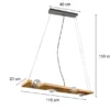 LED Balken Pendelleuchte 4 flammig Holzbrett naturbelassen, Breite 115cm