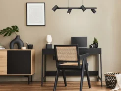 LED Balkenpendelleuchte 4-flammig in Schwarz, Breite 80cm