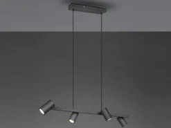 LED Balkenpendelleuchte 4-flammig in Schwarz, Breite 80cm