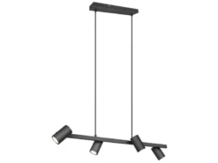 LED Balkenpendelleuchte 4-flammig in Schwarz, Breite 80cm