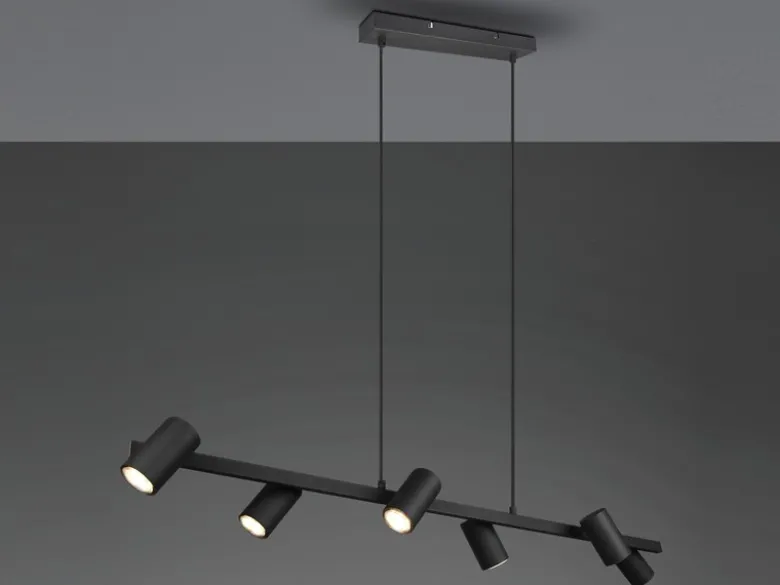 LED Balkenpendelleuchte 6-flammig lang in Schwarz, Breite 115cm