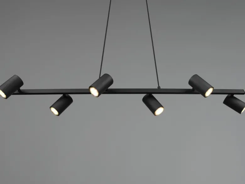 LED Balkenpendelleuchte 6-flammig lang in Schwarz, Breite 115cm