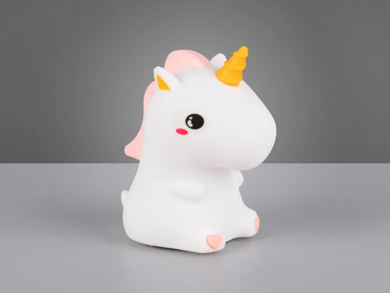 LED Batterie Tischlampe GOLDY Einhorn Lampe mit RGBW Farbwechsel, Höhe 15cm
