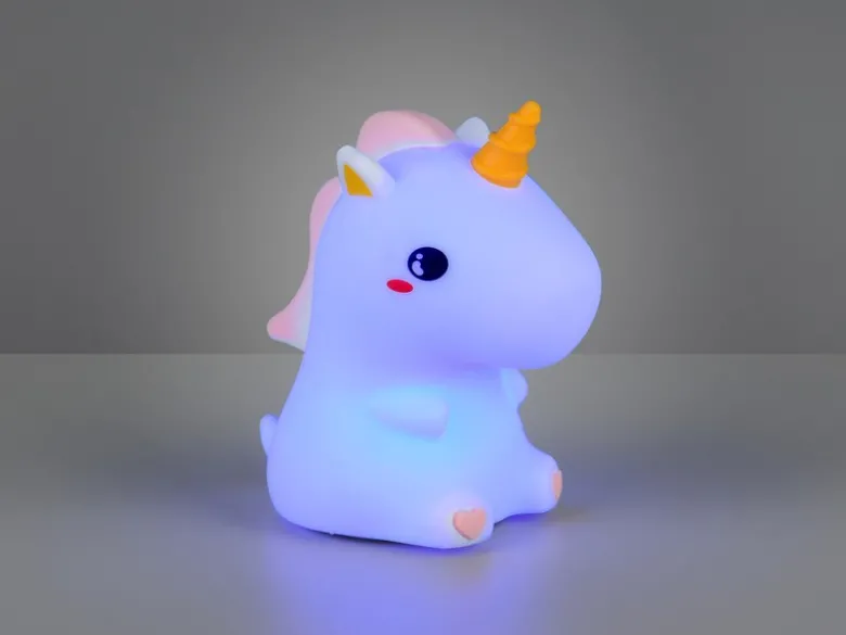 LED Batterie Tischlampe GOLDY Einhorn Lampe mit RGBW Farbwechsel, Höhe 15cm