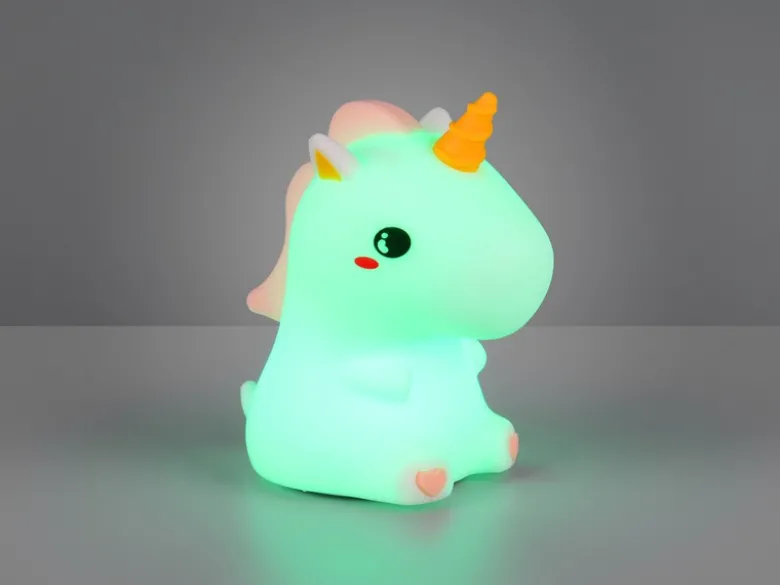 LED Batterie Tischlampe GOLDY Einhorn Lampe mit RGBW Farbwechsel, Höhe 15cm