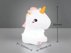 LED Batterie Tischlampe GOLDY Einhorn Lampe mit RGBW Farbwechsel, Höhe 15cm