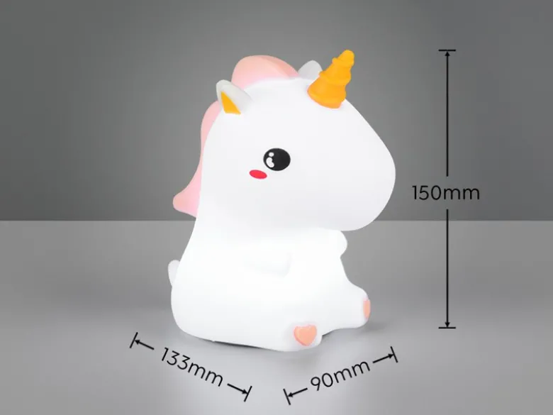 LED Batterie Tischlampe GOLDY Einhorn Lampe mit RGBW Farbwechsel, Höhe 15cm