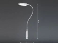 LED Bettlampe RAIK Silber zum Anschrauben, mit Stecker, dimmbar, Breite 3cm