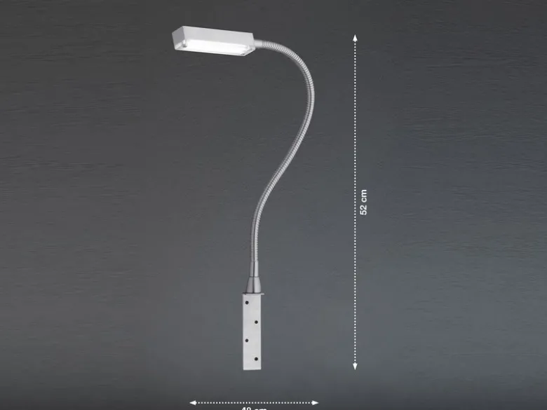 LED Bettlampe RAIK Silber zum Anschrauben, mit Stecker, dimmbar, Breite 3cm