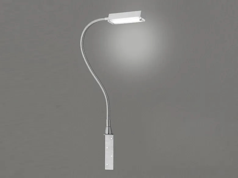 LED Bettlampe RAIK Silber zum Anschrauben, mit Stecker, dimmbar, Breite 3cm