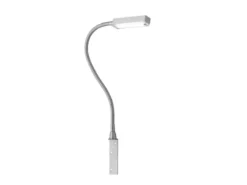 LED Bettlampe RAIK Silber zum Anschrauben, mit Stecker, dimmbar, Breite 3cm