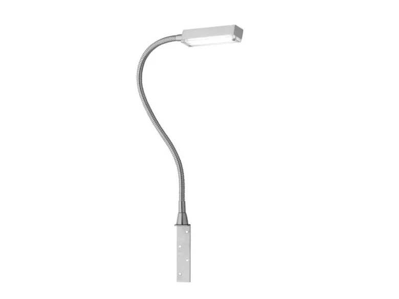 LED Bettlampe RAIK Silber zum Anschrauben, mit Stecker, dimmbar, Breite 3cm