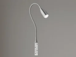 LED Bettlampe STEN Silber dimmbar, zum Anschrauben, mit Stecker, Breite 4cm
