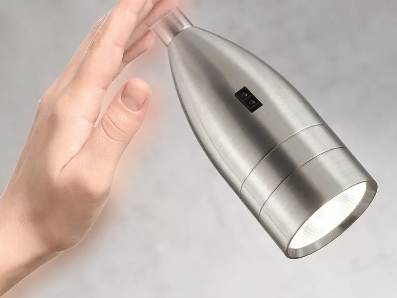 LED Bettlampe STEN Silber dimmbar, zum Anschrauben, mit Stecker, Breite 4cm