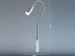 LED Bettlampe STEN Silber dimmbar, zum Anschrauben, mit Stecker, Breite 4cm