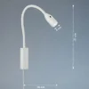 LED Bettlampe STEN Weiß mit Kabel und Stecker, Gestensteuerung, Breite 4cm