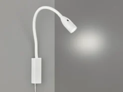 LED Bettlampe STEN Weiß mit Kabel und Stecker, Gestensteuerung, Breite 4cm