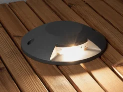 LED Bodenaufbaustrahler 1flammig Aufbauspot aussen anthrazit ALU Ø20cm IP65