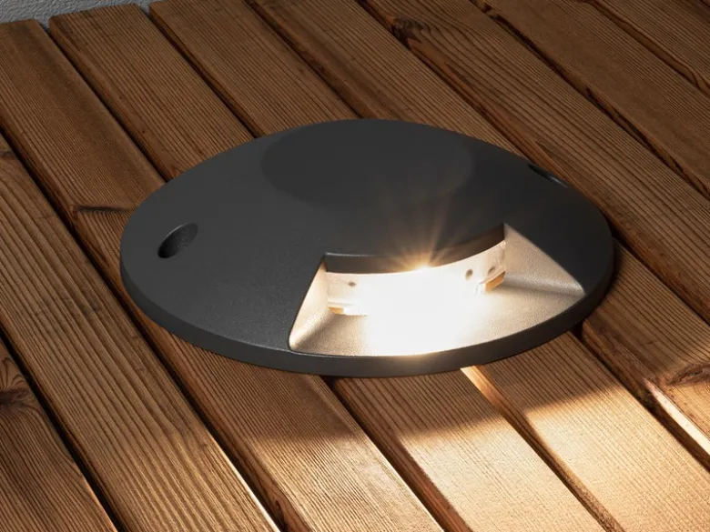 LED Bodenaufbaustrahler 1flammig Aufbauspot aussen anthrazit ALU Ø20cm IP65