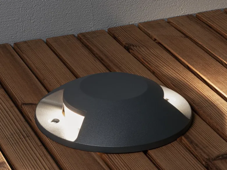 LED Bodenaufbaustrahler 2flammig Aufbauspot aussen anthrazit ALU Ø20cm IP65
