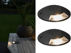 LED Bodenaufbaustrahler 1flammig Aufbauspot 2er SET aussen anthrazit Ø20cm IP65