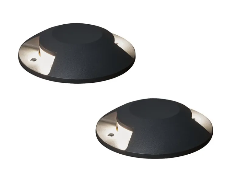 LED Bodenaufbaustrahler 2flammig Aufbauspot 2er SET aussen anthrazit Ø20cm IP65