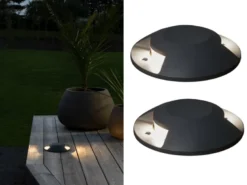 LED Bodenaufbaustrahler 2flammig Aufbauspot 2er SET aussen anthrazit Ø20cm IP65