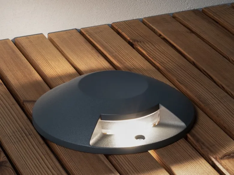 LED Bodenaufbaustrahler 2flammig Aufbauspot 2er SET aussen anthrazit Ø20cm IP65
