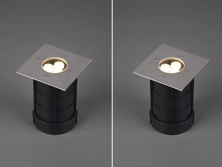 LED Bodeneinbauspot eckig 2er Set Edelstahl 11cm IP65 Bodenstrahler für Einfahrt