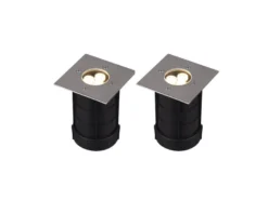 LED Bodeneinbauspot eckig 2er Set Edelstahl 11cm IP65 Bodenstrahler für Einfahrt