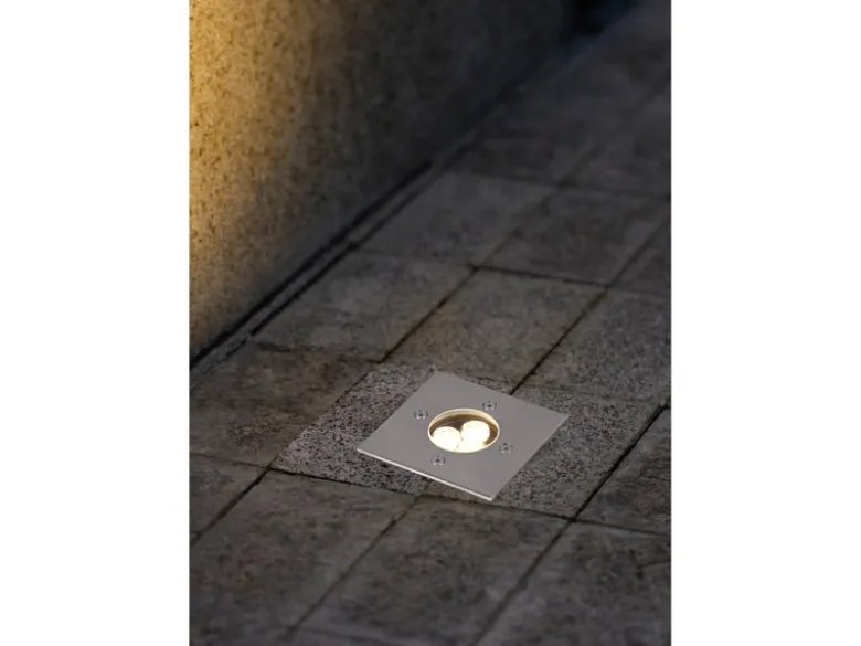 LED Bodeneinbauspot eckig 2er Set Edelstahl 11cm IP65 Bodenstrahler für Einfahrt