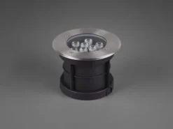 LED Bodeneinbauspot rund 2er Set Edelstahl Ø16cm IP65 Bodenstrahler für Einfahrt