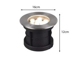 LED Bodeneinbauspot rund 2er Set Edelstahl Ø16cm IP65 Bodenstrahler für Einfahrt