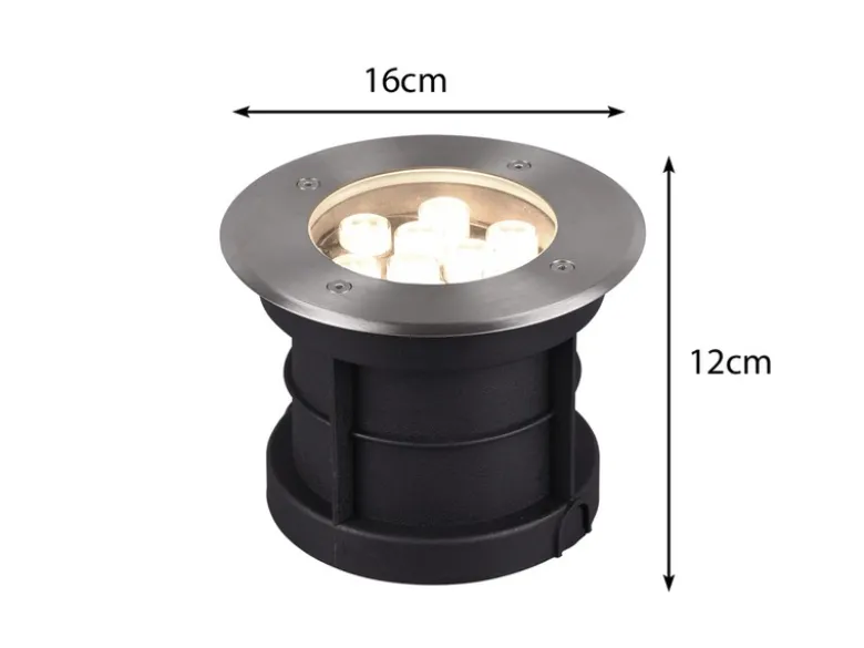 LED Bodeneinbauspot rund 2er Set Edelstahl Ø16cm IP65 Bodenstrahler für Einfahrt