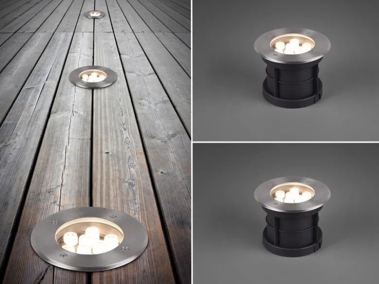 LED Bodeneinbauspot rund 2er Set Edelstahl Ø16cm IP65 Bodenstrahler für Einfahrt