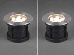 LED Bodeneinbauspot rund 2er Set Edelstahl Ø16cm IP65 Bodenstrahler für Einfahrt