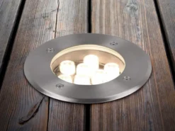 LED Bodeneinbauspot rund 2er Set Edelstahl Ø16cm IP65 Bodenstrahler für Einfahrt