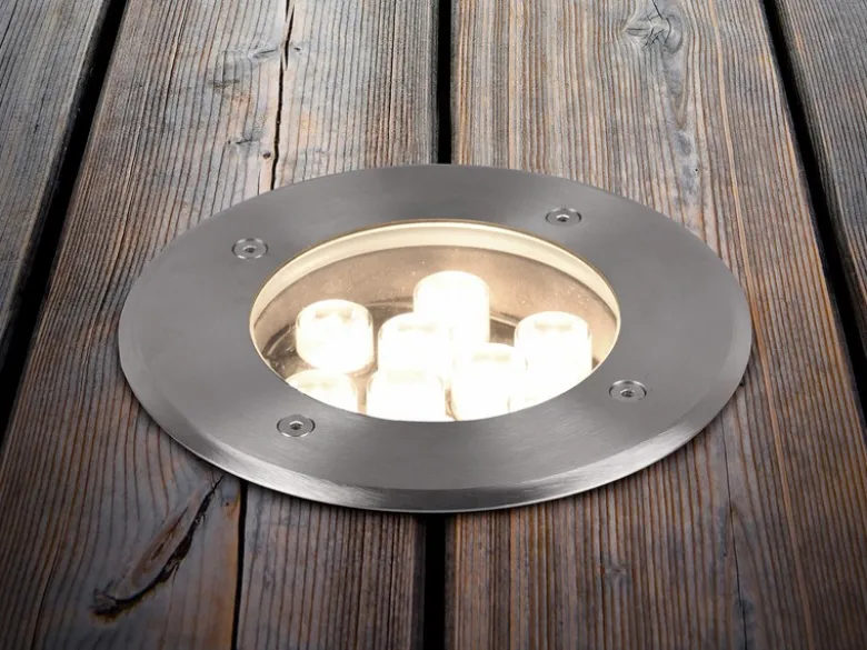 LED Bodeneinbauspot rund 2er Set Edelstahl Ø16cm IP65 Bodenstrahler für Einfahrt