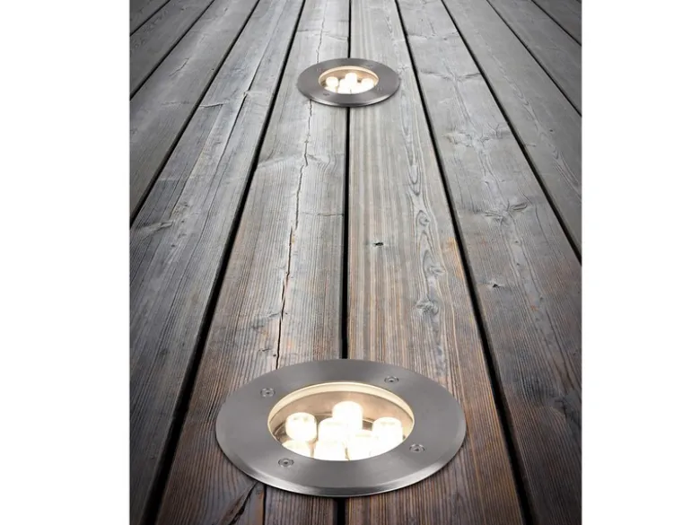 LED Bodeneinbauspot rund 2er Set Edelstahl Ø16cm IP65 Bodenstrahler für Einfahrt