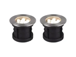 LED Bodeneinbauspot rund 2er Set Edelstahl Ø16cm IP65 Bodenstrahler für Einfahrt