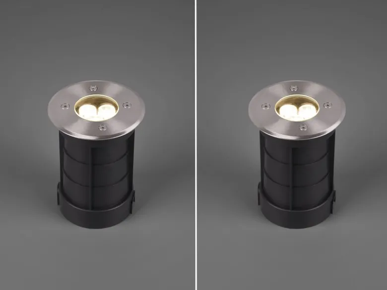 LED Bodeneinbauspot rund 2er Set Edelstahl Ø11cm IP65 Bodenstrahler für Einfahrt