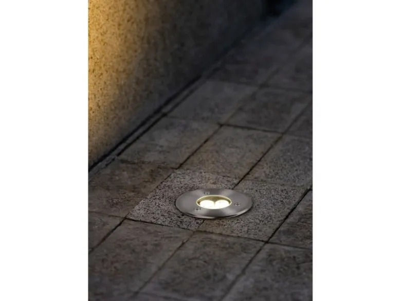LED Bodeneinbauspot rund 2er Set Edelstahl Ø11cm IP65 Bodenstrahler für Einfahrt